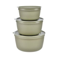 3'lü Yuvarlak Ola Saklama Kabı - 3100 ml Haki