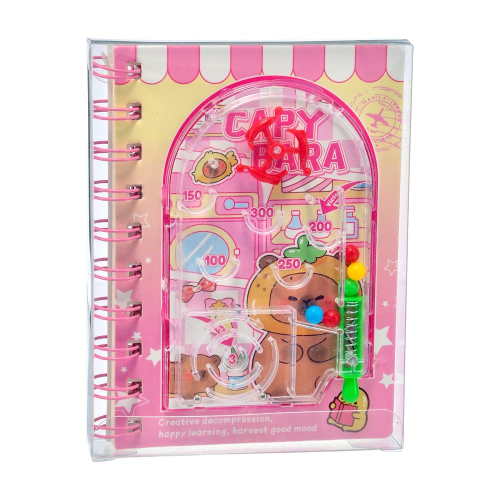 Capybara Oyunlu Çizgili Not Defteri - 13x10 Pembe