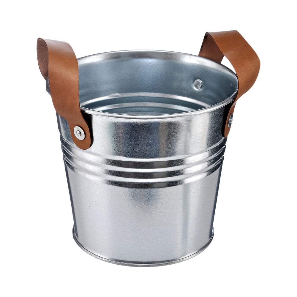 Deri Saplı Galvaniz Saksı -  16x14 cm