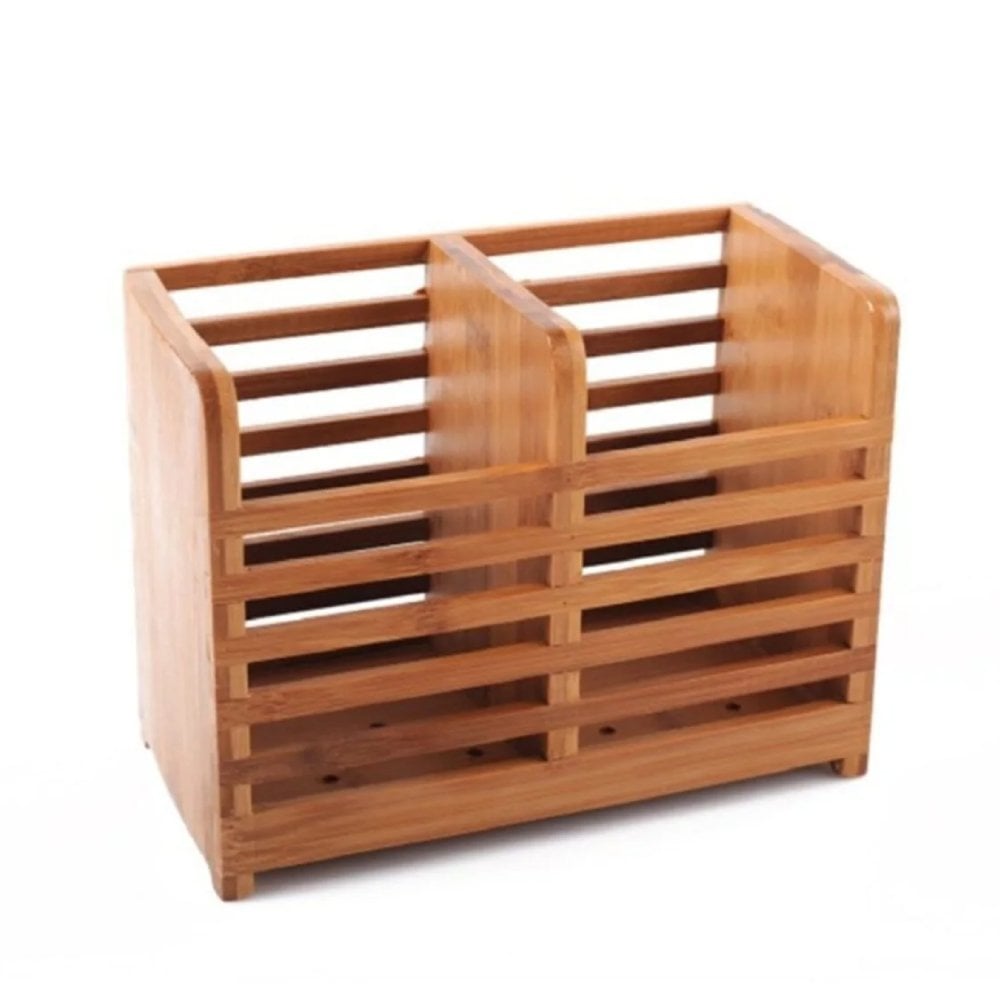 2 Bölmeli Bambu Kaşıklık -  20,5x15x10 cm