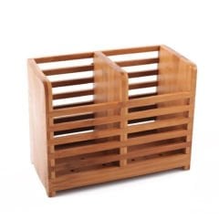 2 Bölmeli Bambu Kaşıklık -  20,5x15x10 cm