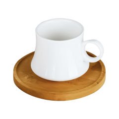 6’lı Porselen Kahve Fincanı – Bambu Tabaklı