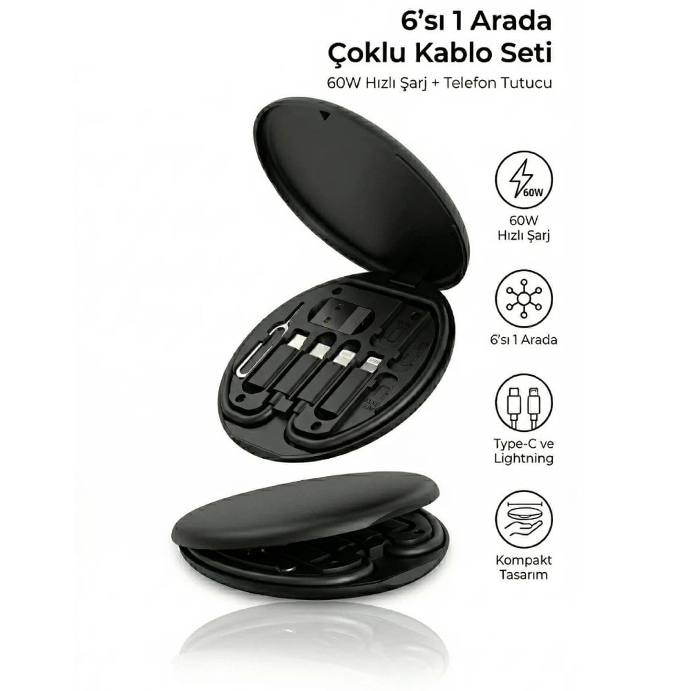 RC190S 6’sı 1 Arada 60W Hızlı Şarj Kablo Seti