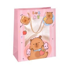 Pencereli Capybara Karton Çanta - 26x32