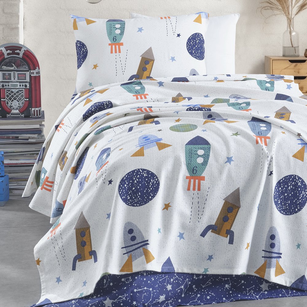 Tek Kişilik Desenli Pike - 160x230 cm