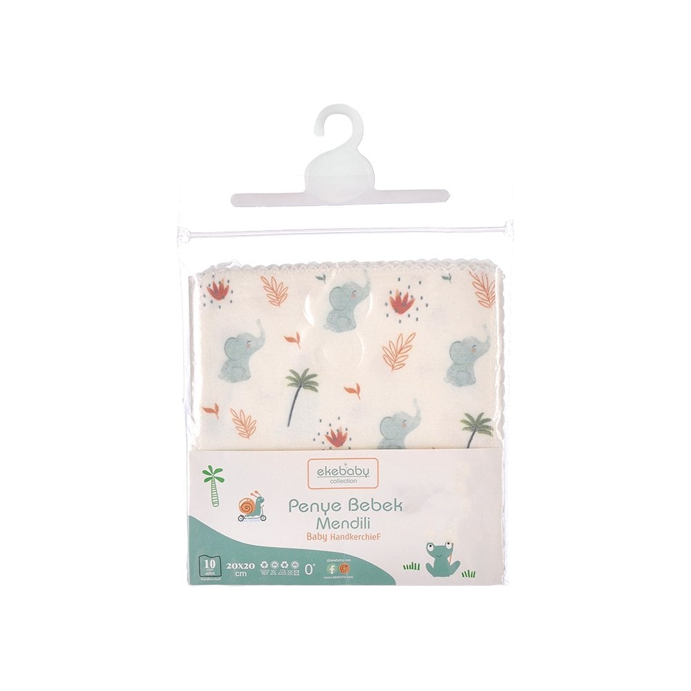 Desenli Penye Bebek Ağız Mendili - 20X20 cm