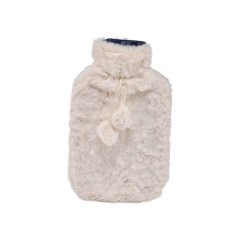 Ponponlu Pelüş Sıcak Su Torbası - 2 Litre Beyaz