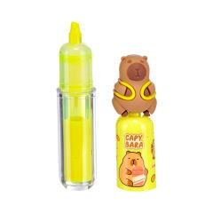 Capybara Figürlü Fosforlu Kalem Sarı