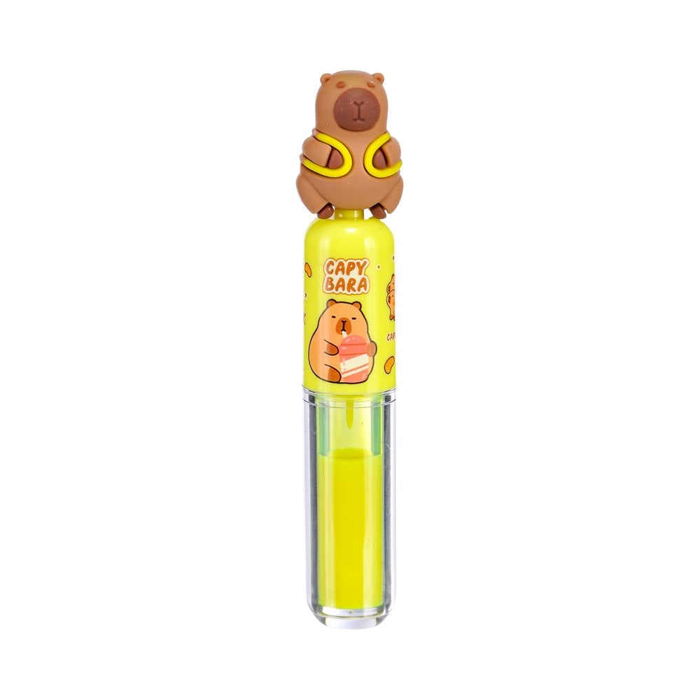 Capybara Figürlü Fosforlu Kalem Sarı