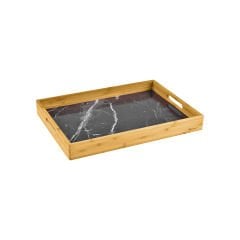 Mermer Desenli Bambu Tepsi - 45x33 cm