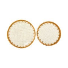 2'li Rattan Yuvarlak Sedef Görünümlü Tepsi 30 cm / 35 cm