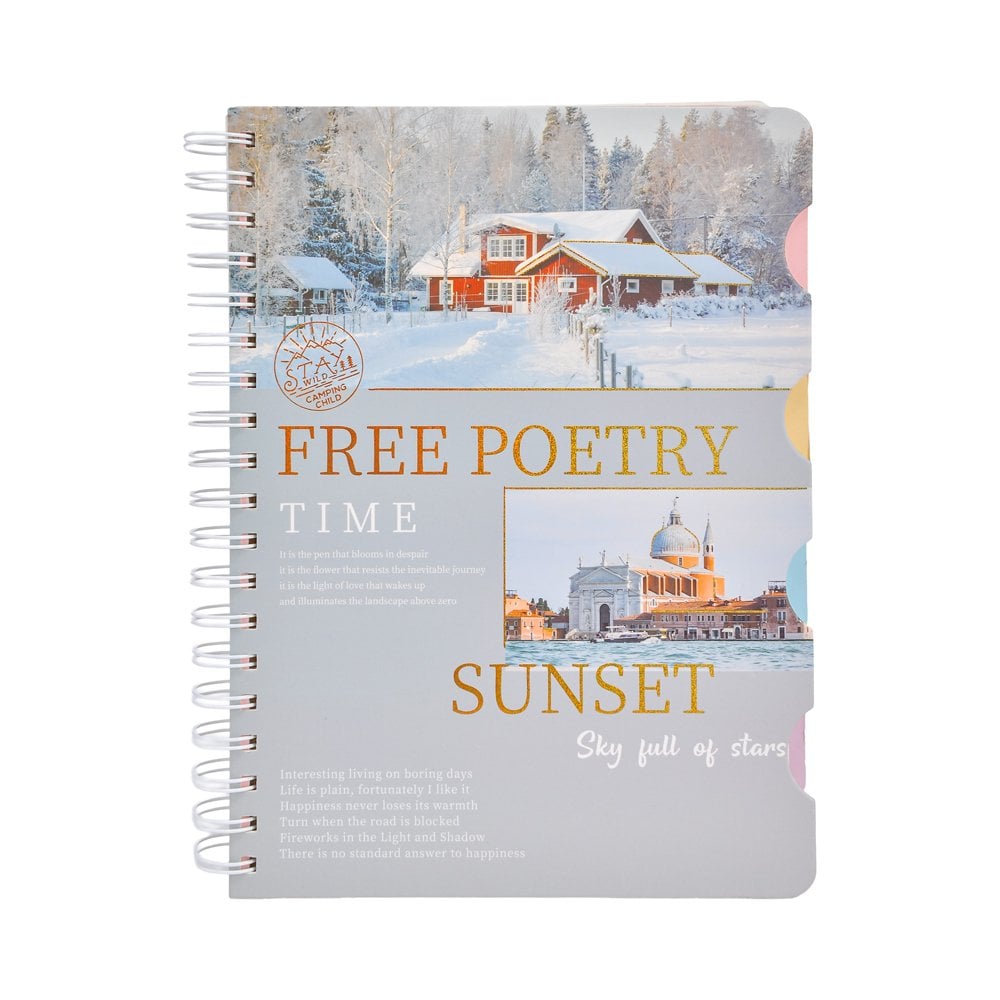 4 bölmeli Yaldızlı A4 Not Defteri - 120 Yaprak