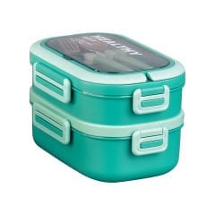 İki Katlı 4 Bölmeli Çelik Yemek Kabı