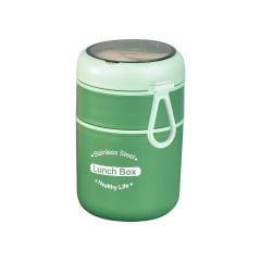 İki Katlı İki Bölmeli Yuvarlak Çelik Yemek Kabı - 710 ml