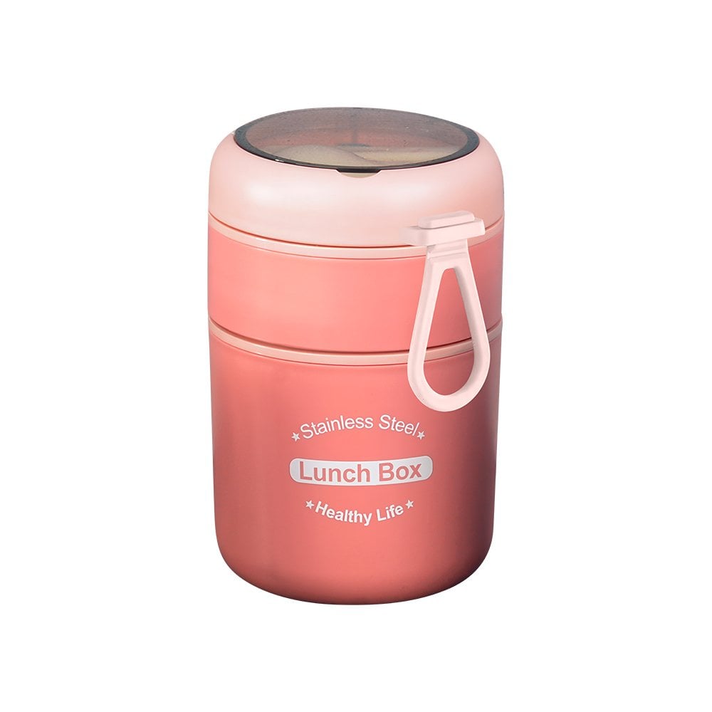 İki Katlı İki Bölmeli Yuvarlak Çelik Yemek Kabı - 710 ml