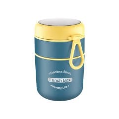 İki Katlı İki Bölmeli Yuvarlak Çelik Yemek Kabı - 710 ml