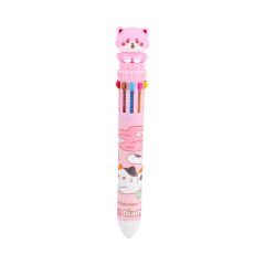 Kedi Figürlü Tükenmez Kalem - 10 Renk Pembe