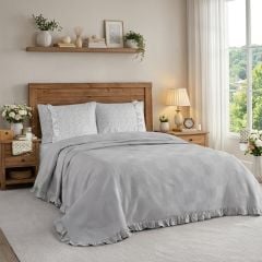 Fırfırlı Çift Kişilik Pike Takımı - 200X230 Gri