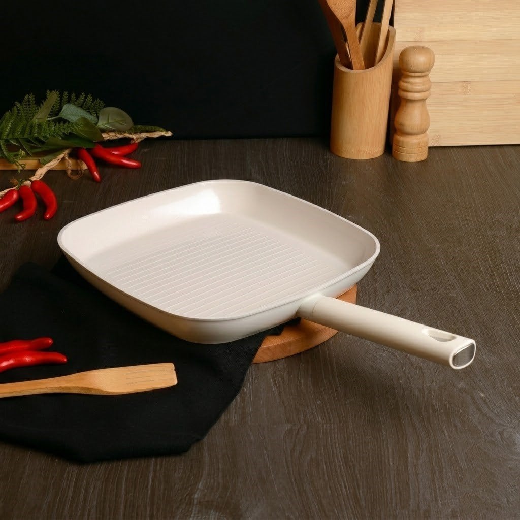 İndüksiyon Tabanlı Izgara Tavası - Silikon Saplı - 28 cm - Belariva - Easy Cook