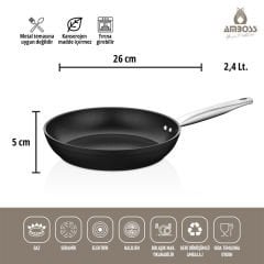 Amboss Dark Tava Yanmaz Yapışmaz Tava - 26x5 cm