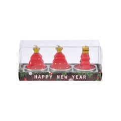 3 lü Yılbaşı Figürlü T-light Mum - 5,5 cm