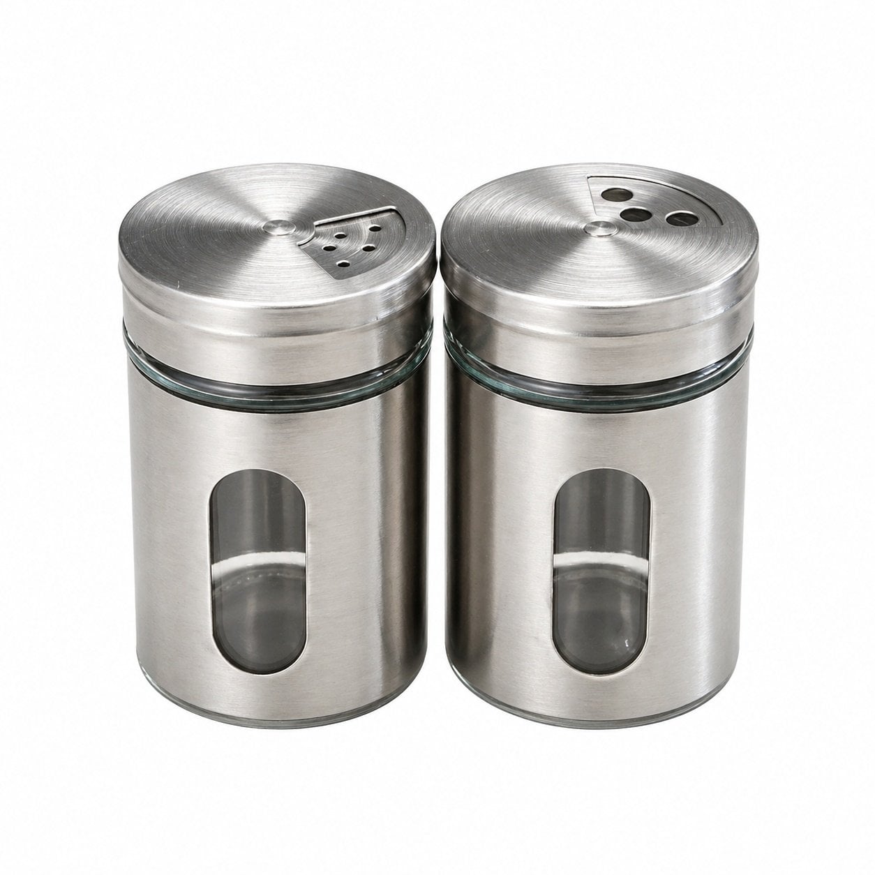 2'li Cam Metal Kapak Tuzluk ve Baharatlık Seti - 8 cm