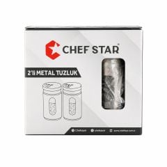 2'li Cam Metal Kapak Tuzluk ve Baharatlık Seti - 8 cm