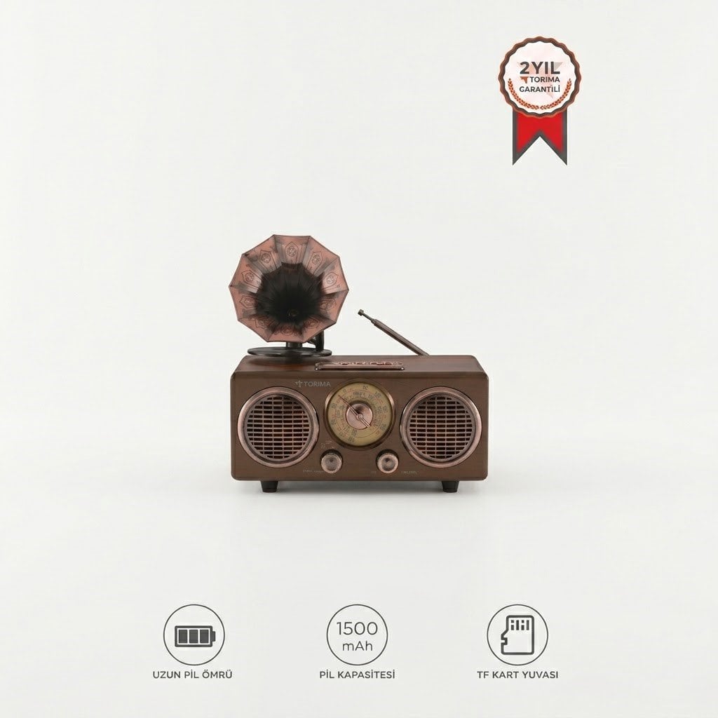 Nostaljik Bluetooth Hoparlör Retro Radyo Kablosuz Speaker - D89 - Torima
