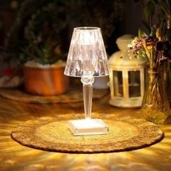 Led Işıklı Şarjlı Dokunmatik Abajur Kristal Elmas Masa Lambası - LW4 - Torima