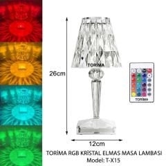 Led Işıklı Şarjlı Dokunmatik Abajur Kristal Elmas Masa Lambası - LW4 - Torima