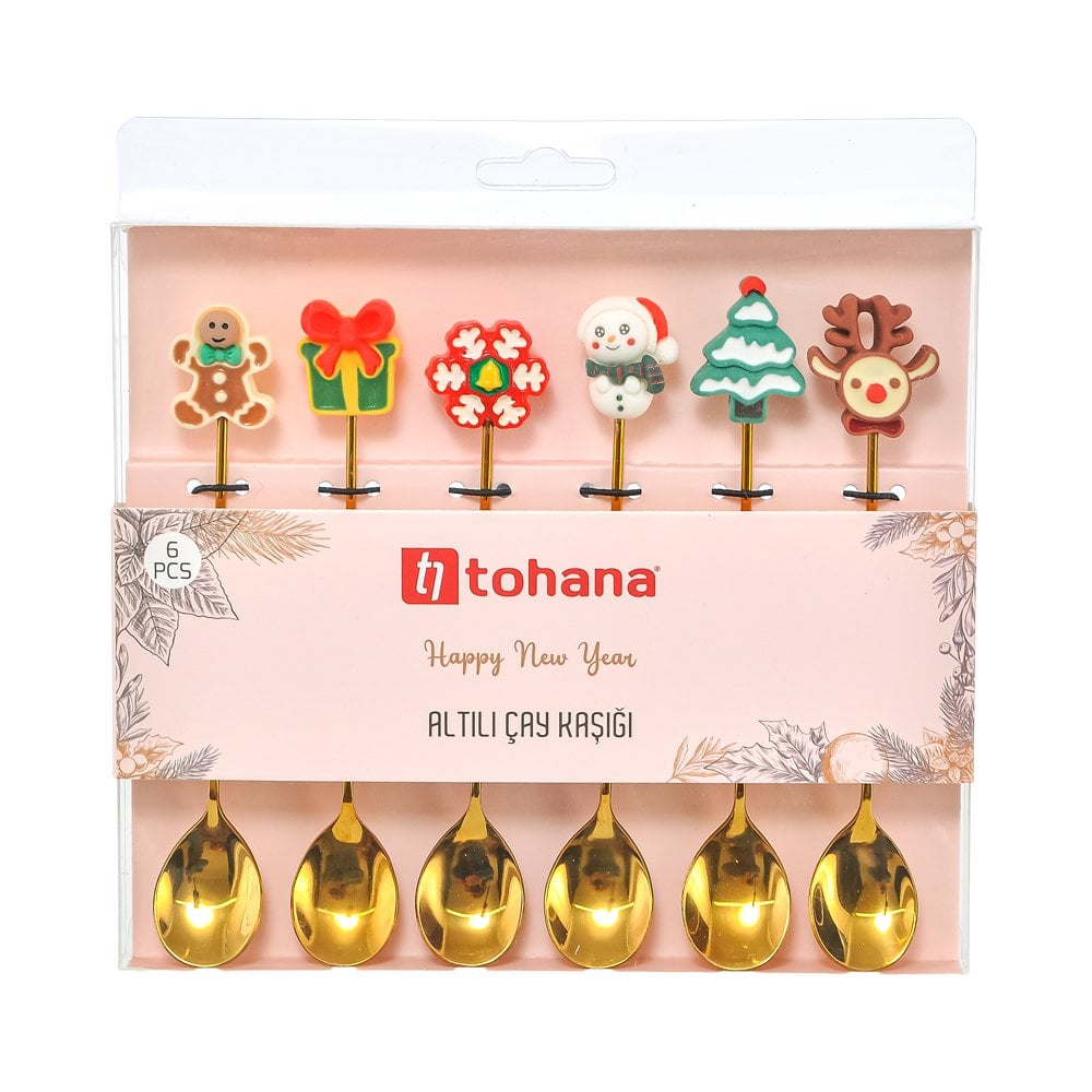 6'lı Yılbaşı Figürlü Çay Kaşığı