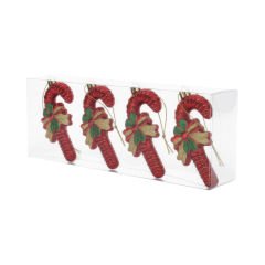 4'lü Baston Şeker Yılbaşı Ağaç Süsü - 10 cm