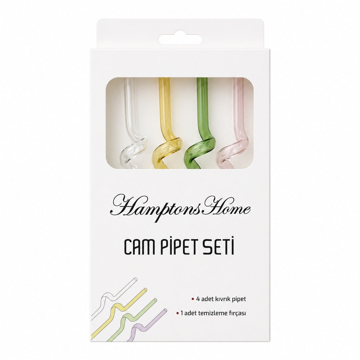 4'lü Renkli Burgulu Cam Pipet Seti
