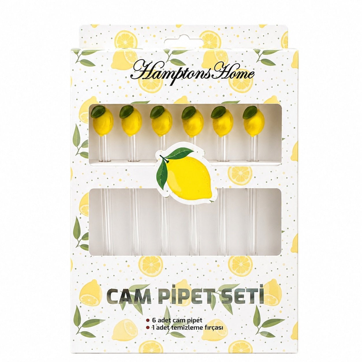 6'lı Fırçalı Limon Cam Pipet Seti