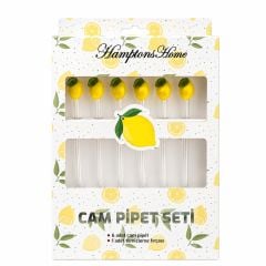 6'lı Fırçalı Limon Cam Pipet Seti