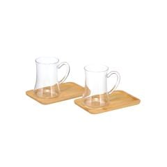 Bambu Tabaklı Çay Seti - 4 Parça