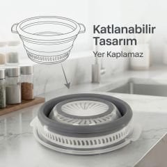 Katlanabilir Plastik Salata Kurutucusu - 3 ü 1 Arada Süzgeç - 6 Litre - 4 Berry
