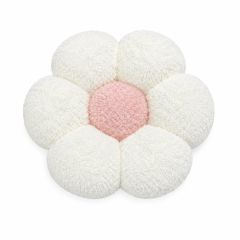 Renkli Papatya Desenli Kırlent - 35x35 cm Beyaz