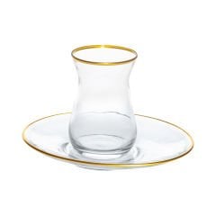 13 Parça Cam Yaldızlı Çay Sunum Seti