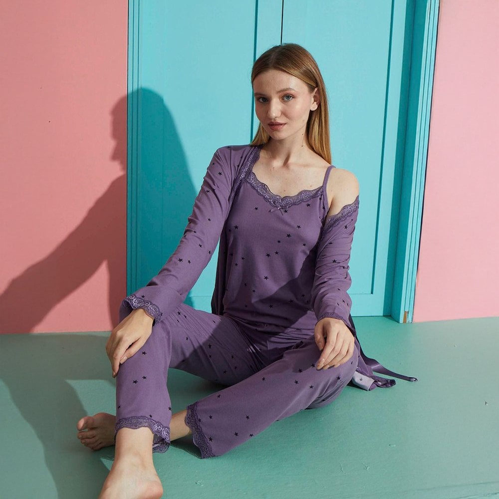 Kadın Sabahlıklı Pijama Takım