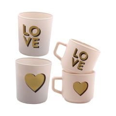 4'lü Love Cam Kupa Mum Set