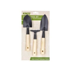 3 Parça Metal Bahçe Seti - Ahşap Saplı