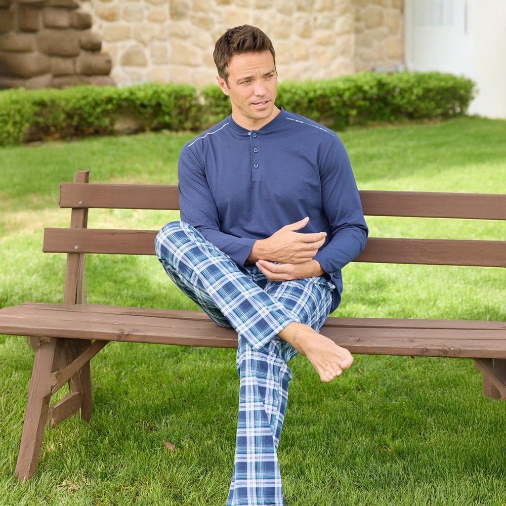 Erkek Pijama Takım Koyu Mavi - XL