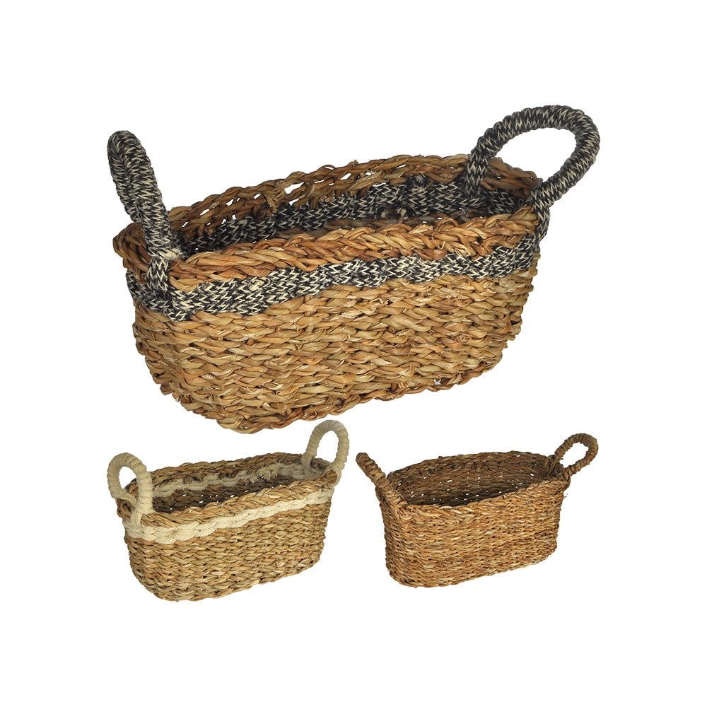 Oval Çok Amaçlı Hasır Örgü Sepet (13x30x13)