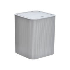 Kare Çizgili Kapaklı Çöp Kovası - 6.5 L Açık Gri