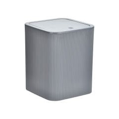 Kare Çizgili Kapaklı Çöp Kovası - 6.5 L Gri