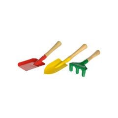 3 Parça Metal Bahçe Seti Renkli - Ahşap Saplı
