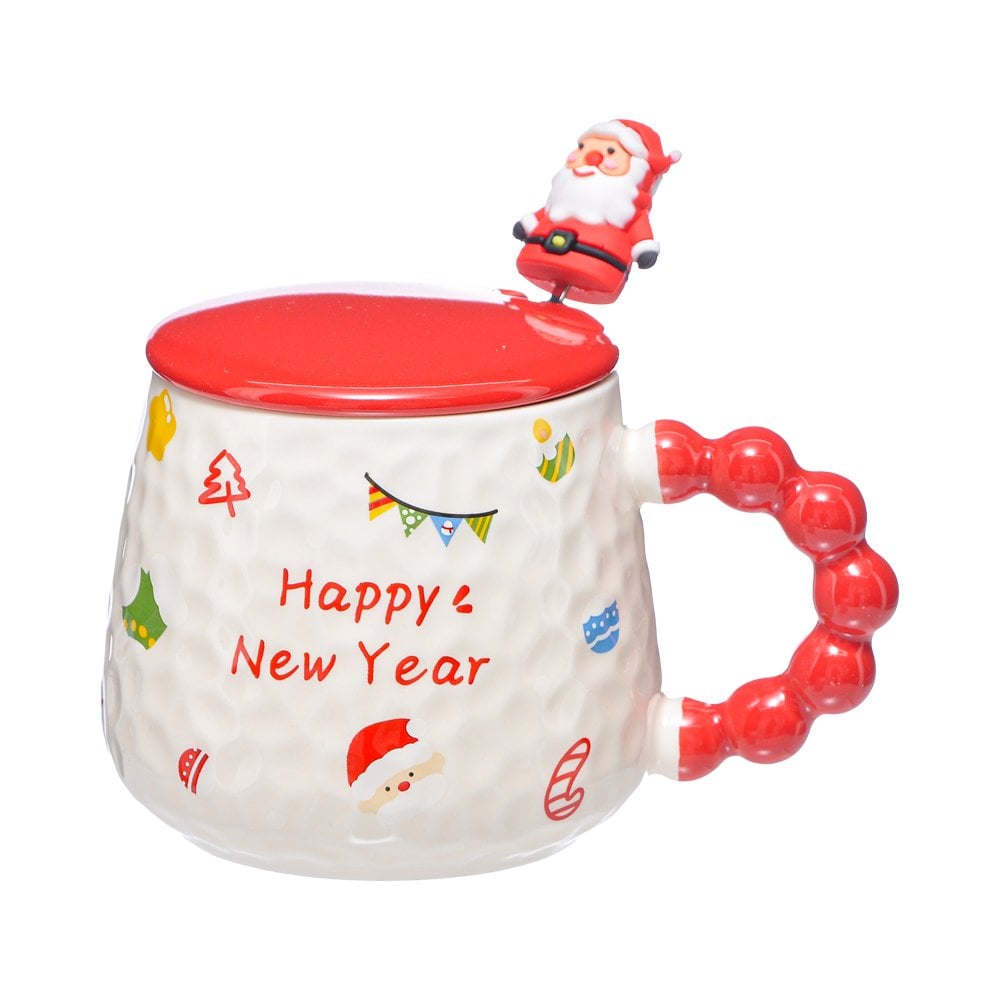 Kaşıklı Kapaklı Kupa Seramik - 400 ml