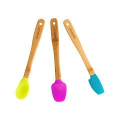 3'lü Bambu Saplı Silikon Spatula Kaşık Set
