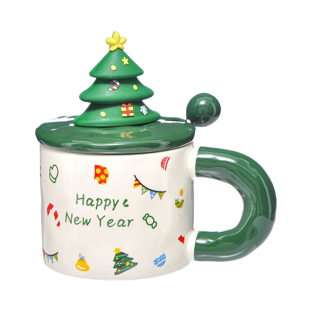 Figürlü Kaşıklı Seramik Kupa - 370 ml